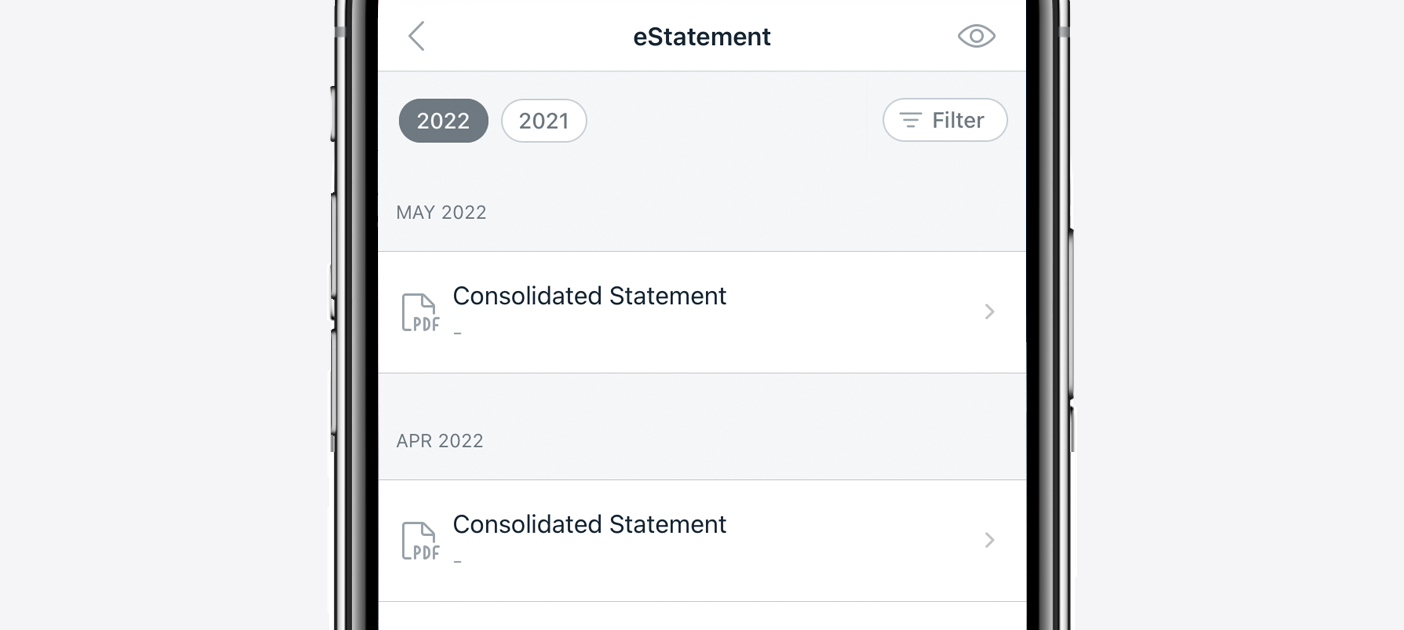 Click the statement type to view your eStatement