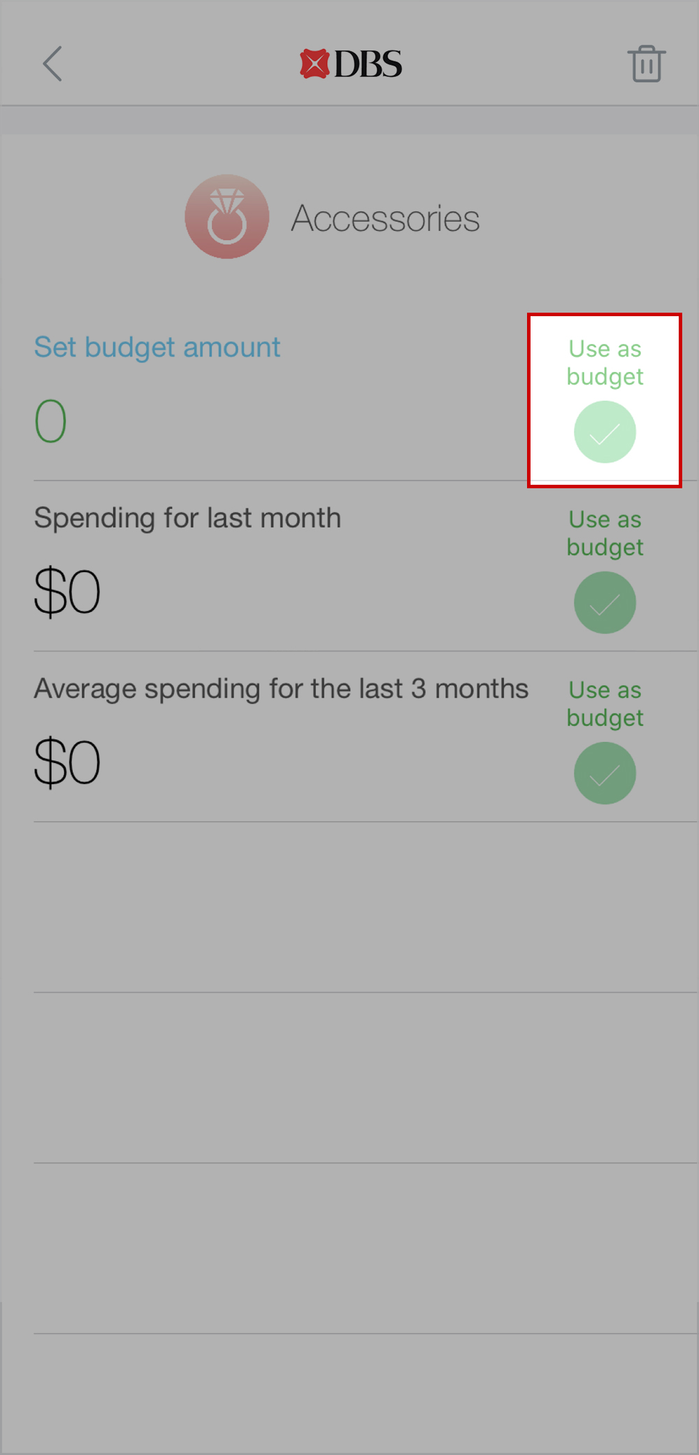 Input the budget amount and tap on “Use as budget” button as confirmation