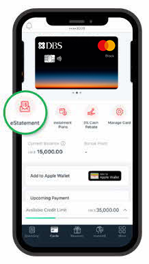 Log in to DBS Card+ and Click on eStatement