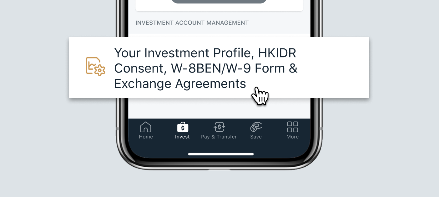 Scroll to the bottom of the page and access Investment Account Management